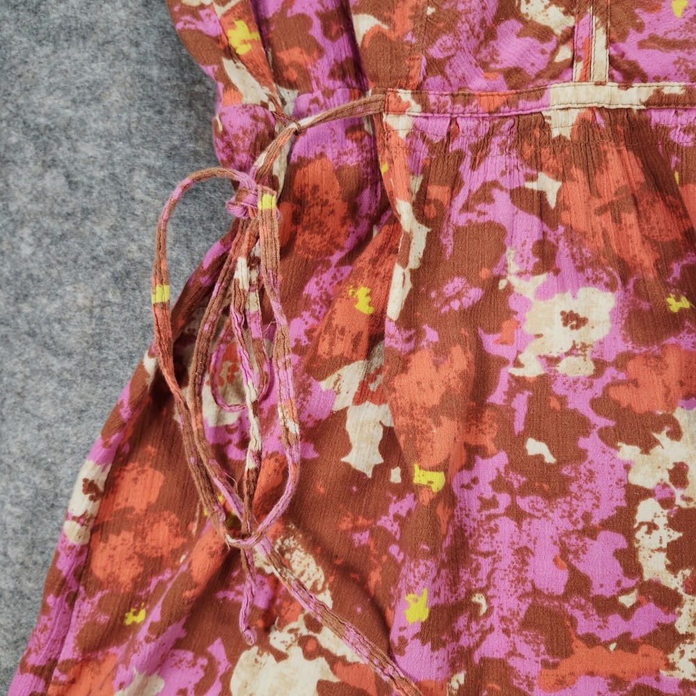 Eddie Bauer‎ A-line Dress Women P12 Pink Orange Cap Sleeve Beachy Boho Floral - Picture 11 of 12